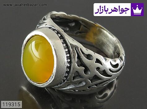 انگشتر نقره عقیق زرد مردانه [شرف الشمس] - 119315